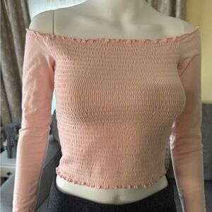 Hollister Light Pink Off the Shoulder Crop Top